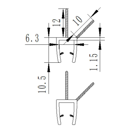 Уплотнительный ПВХ профиль для стекла 6мм PVC14-YC622BL