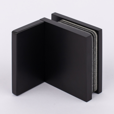 Коннектор стена-стекло с крышкой 90°,черный матовый, латунь H41-BLK/brass