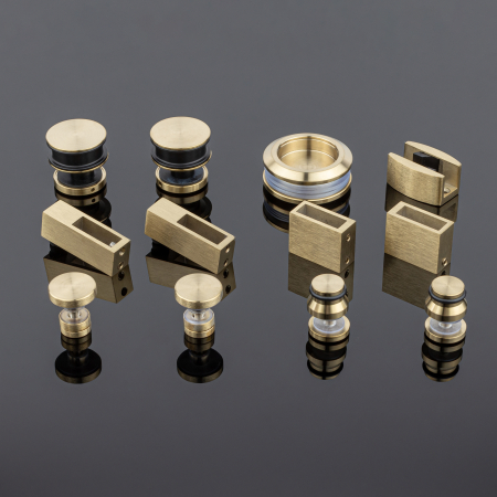 RS02-400BGD/SUS304 Комплект раздвижной системы для стеклянных душевых кабин, брашированное золото, SUS304