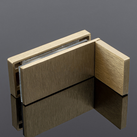 K02-204BGD/sus304 Коннектор стена-стекло 90˚ с пластиной, брашированное золото, sus304