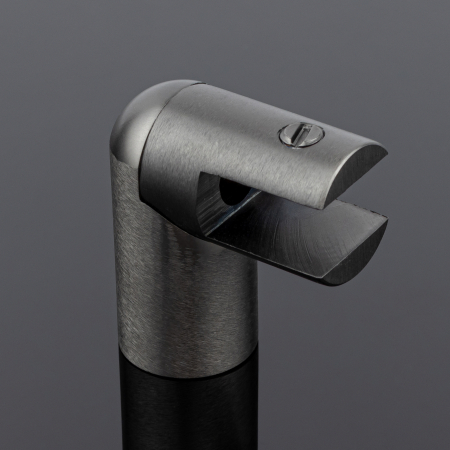 D02-509GFM/brass Держатель стекла ф19 торцевой 90°, графит матовый, латунь