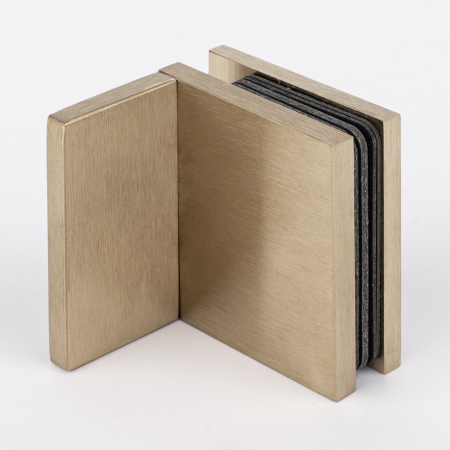 Коннектор стена-стекло с  крышкой 90°, брашированное золото, латунь H41-BGD/brass