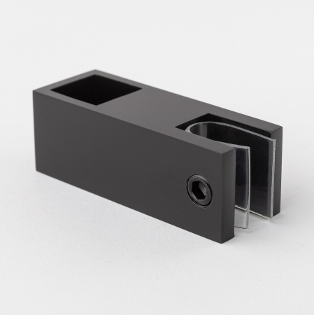 Крепление штанги 15х15 к стеклу (верхнее сквозное) матовый черный S10-1502BL