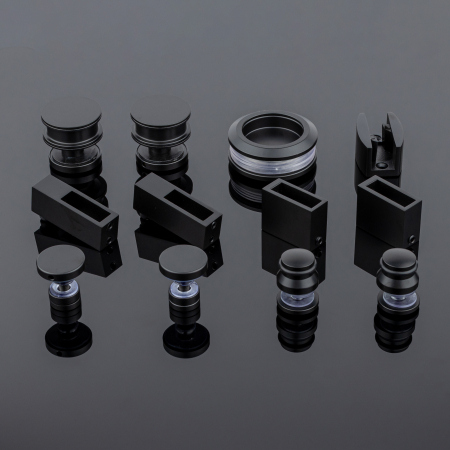 RS02-400BLK/SUS304 Комплект раздвижной системы для стеклянных душевых кабин, черный матовый, SUS304