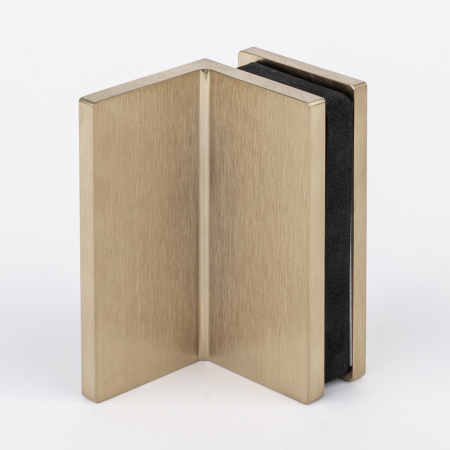 Коннектор стена-стекло с  крышкой 90°, брашированное золото, латунь H4650-BGD/brass