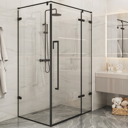 Комплект фурнитуры СП-ГЧ1 для душевой кабины из стекла Черный матовый