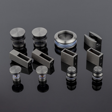 RS02-400GFM/SUS304 Комплект раздвижной системы для стеклянных душевых кабин, графит матовый, SUS304