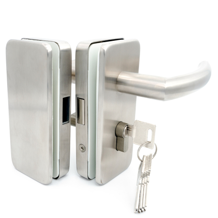 LC-04E-MC Замок для стеклянной двери  с ответной частью на стекло, Хром Матовый