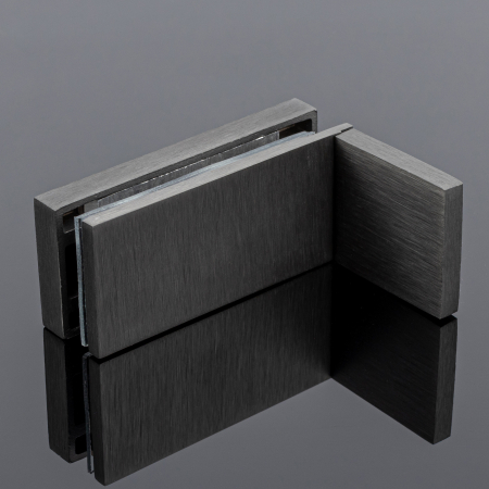 K02-204GFM/sus304 Коннектор стена-стекло 90˚ с пластиной, графит матовый, sus304