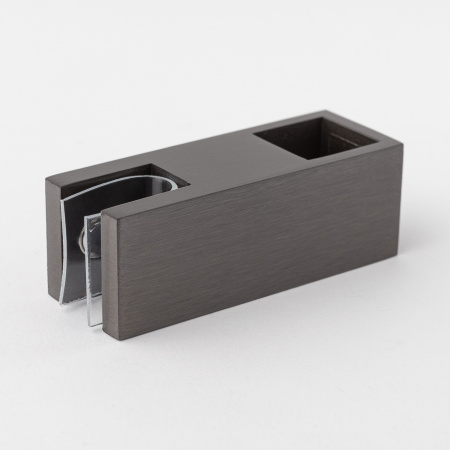 Крепление штанги 15х15 к стеклу (верхнее сквозное) Графит S10-1502GF