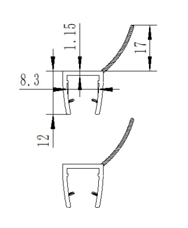 PVH04-911BKL8 Уплотнительный профиль ПВХ для стекла 6-8 мм, 2500мм, длина лепестка 20мм 