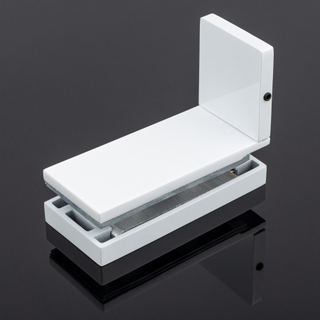 K02-204WM/sus304 Коннектор стена-стекло 90˚ с пластиной, белый матовый, sus304