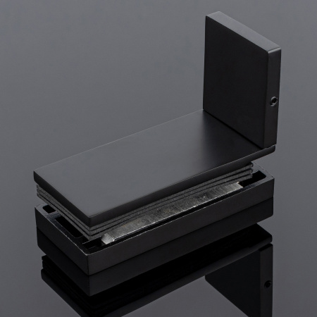 K02-204BLK/sus304 Коннектор стена-стекло 90˚ с пластиной, черный матовый, sus304