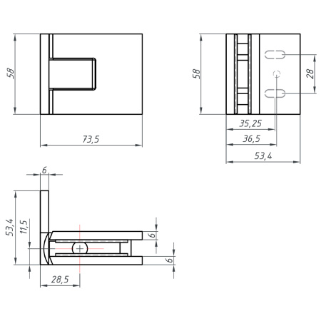 Петля стена-стекло с крышкой 90°, яркое золото, латунь H54-GD/brass