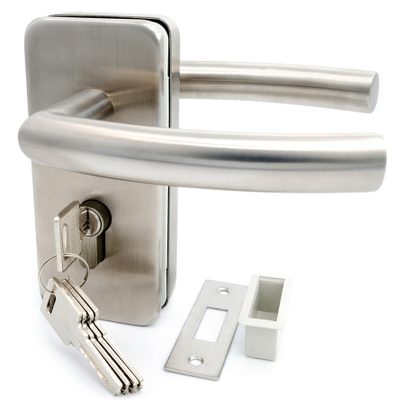 LC-04A-MC  Замок для стеклянной двери с ответной частью на стену, Хром Матовый