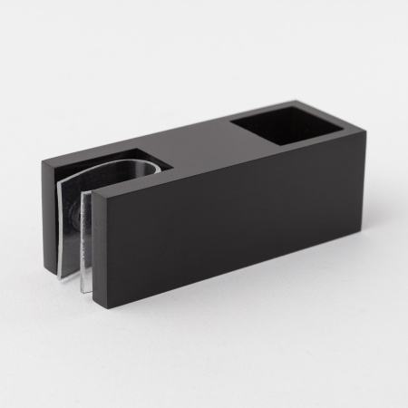 Крепление штанги 15х15 к стеклу (верхнее сквозное) матовый черный S10-1502BL