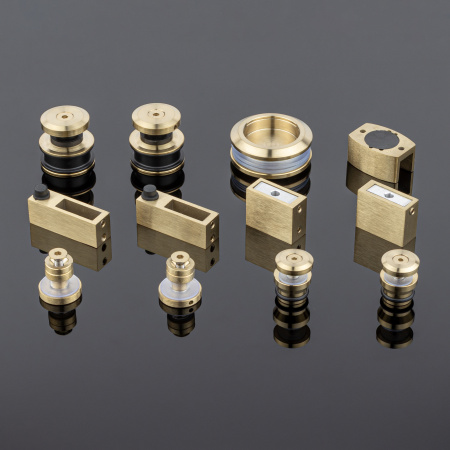 RS02-400BGD/SUS304 Комплект раздвижной системы для стеклянных душевых кабин, брашированное золото, SUS304