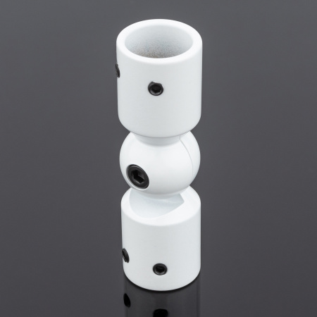 S02-510WM/brass Соединитель трубы ф19 90°-180°, белый матовый, латунь