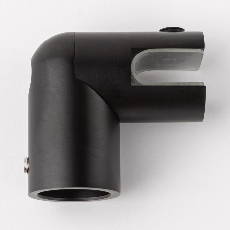 D02-509BLK/brass Держатель стекла ф19 торцевой 90°, черный матовый, латунь