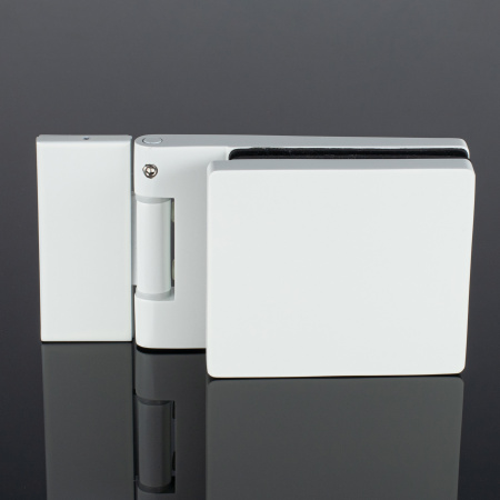 P03-101WG/brass Петля стена-стекло с защелкивающейся крышкой 90°, белый глянец, латунь