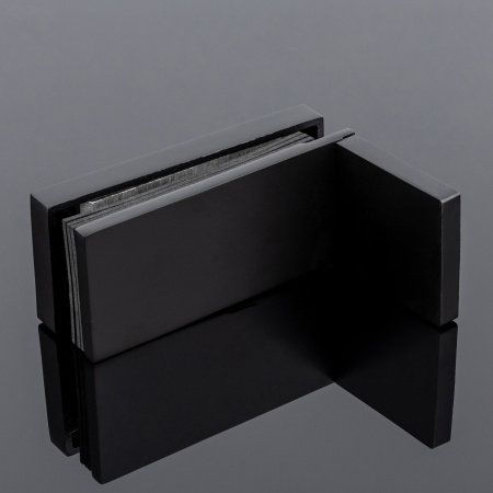 K02-204BLK/sus304 Коннектор стена-стекло 90˚ с пластиной, черный матовый, sus304