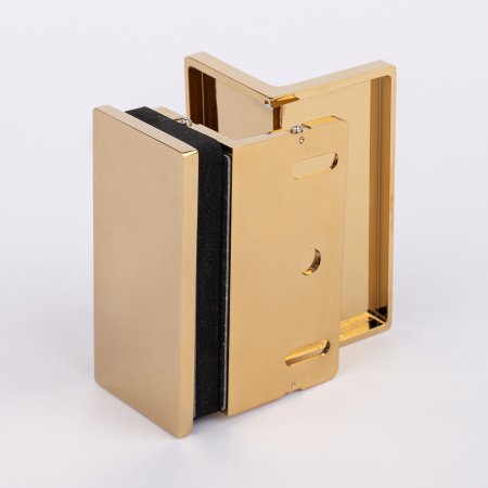 Коннектор стена-стекло с крышкой 90°, яркое золото, латунь H4650-GD/brass