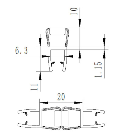 Уплотнительный ПВХ профиль для стекла 6мм PVC14-MA622CL