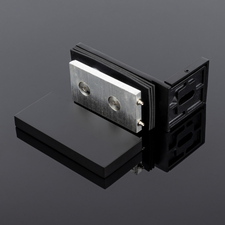 K02-204BLK/sus304 Коннектор стена-стекло 90˚ с пластиной, черный матовый, sus304