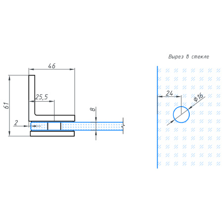 Коннектор стена-стекло с крышкой 90°, яркое золото, латунь H4650-GD/brass