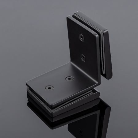 K03-201BLK/brass Коннектор стекло-стекло 90°, черный матовый, латунь