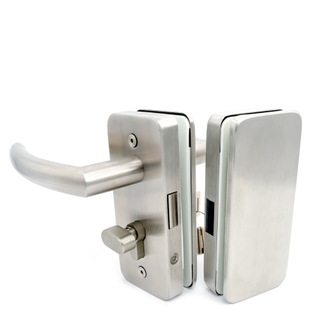 LC-04E-MC Замок для стеклянной двери  с ответной частью на стекло, Хром Матовый