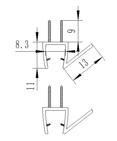 PVH04-913KW8 Уплотнительный профиль для стекла 8 мм, 2500мм, premium PVH04-913KW8 Уплотнительный профиль для стекла 8 мм, 2500мм, premium