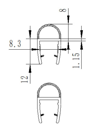 PVH04-906KW8 Уплотнительный ПВХ профиль для стекла 8 мм, 2500мм,premium, прозраочный PVH04-906KW8 Уплотнительный ПВХ профиль для стекла 8 мм, 2500мм,premium, прозраочный