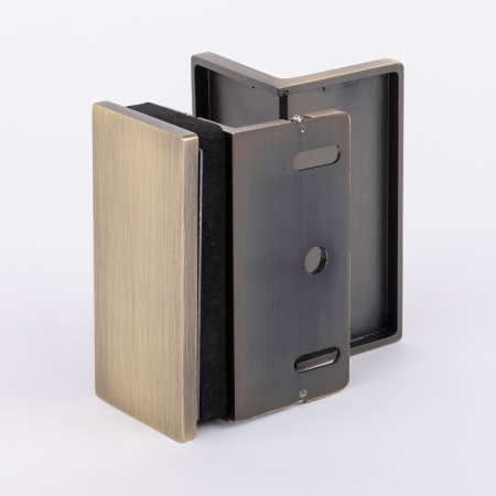 Коннектор стена-стекло с  крышкой 90°, бронза, латунь H4650-BRZ/brass