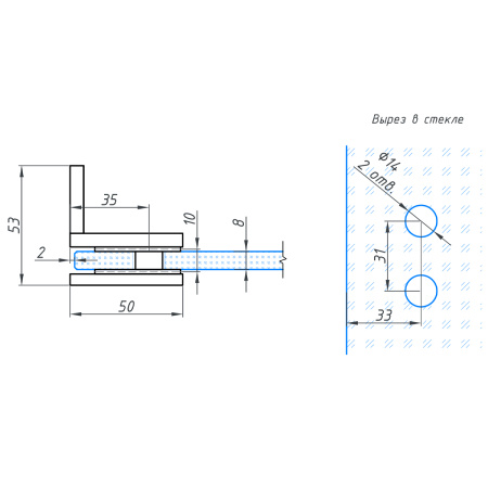 Коннектор стена-стекло с крышкой 90°, хром, латунь H41-СR/brass