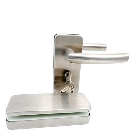 LC-04E-MC Замок для стеклянной двери  с ответной частью на стекло, Хром Матовый