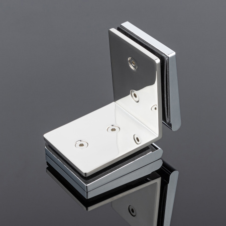 K03-201CR/brass Коннектор стекло-стекло 90°, хром, латунь