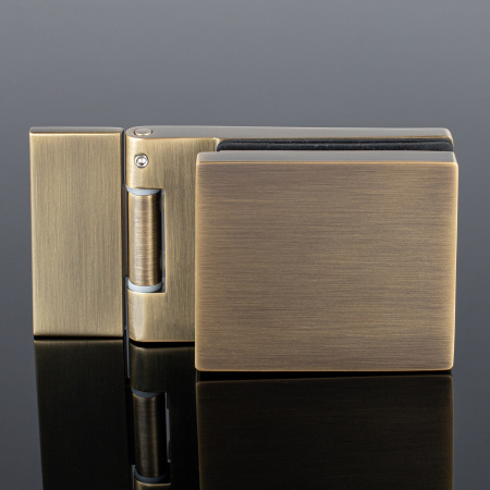 P03-101BRZ/brass Петля стена-стекло с защелкивающейся крышкой 90°, бронза, латунь