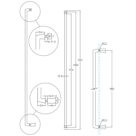 Ручка полотенцесушитель-скоба, черный матовый, нержавеющая сталь sus304 ZL015-BLK/sus304