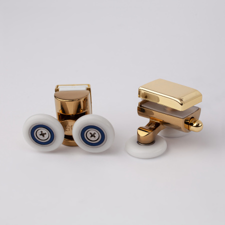 Ролики для дверей душевой кабины золото глянцевое, 4 шт, 2 верхних, 2 нижних