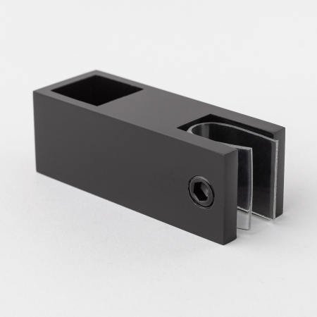 Крепление штанги 15х15 к стеклу (верхнее сквозное) матовый черный S10-1502BL