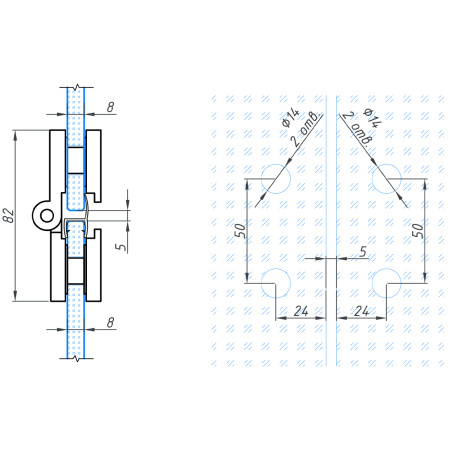 Петля стекло-стекло с  крышками, графит матовый, латунь H7903-GFM/brass