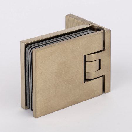 Петля стена-стекло с  крышкой 90°, брашированное золото, латунь H12-BGD/brass