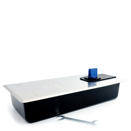 SY-130H90 Доводчик напольный с фиксацией, для двери до 130 кг, Хром Матовый