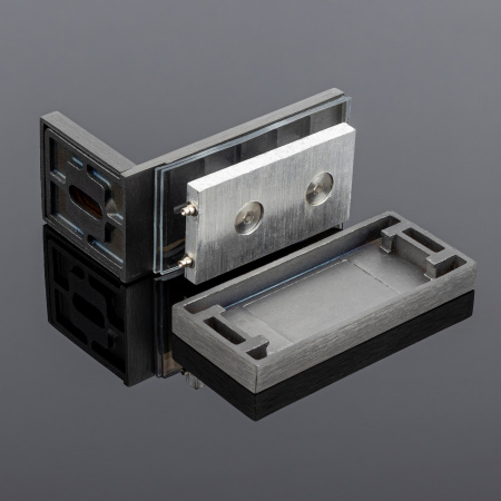 K02-204GFM/sus304 Коннектор стена-стекло 90˚ с пластиной, графит матовый, sus304