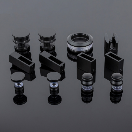 RS02-400BLK/SUS304 Комплект раздвижной системы для стеклянных душевых кабин, черный матовый, SUS304
