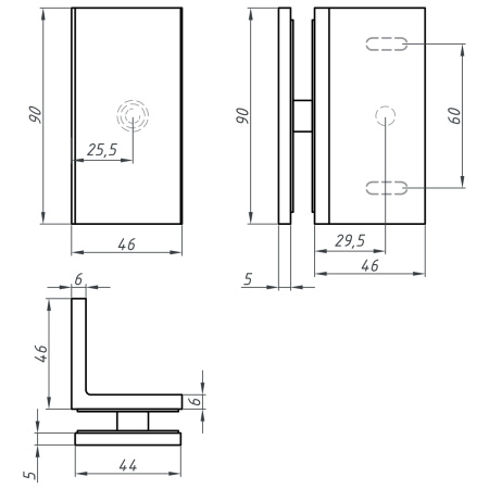 Коннектор стена-стекло с крышкой 90°, яркое золото, латунь H4650-GD/brass