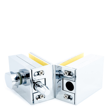 LC-20B-PC Защелка с ответной планкой на стекло, Хром глянцевый