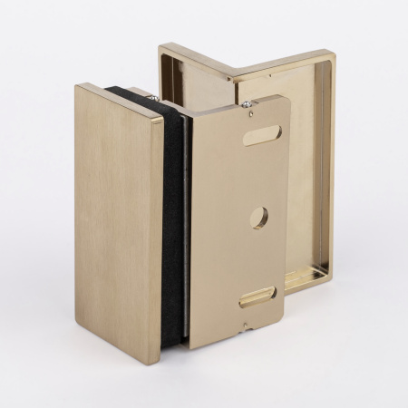 Коннектор стена-стекло с  крышкой 90°, брашированное золото, латунь H4650-BGD/brass