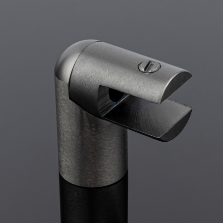 D02-509GFM/brass Держатель стекла ф19 торцевой 90°, графит матовый, латунь